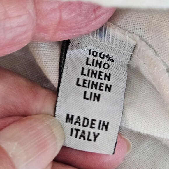 Mario Romano Linen Top Medium Floral Button-Up Made In Italy - Picture 7 of 10